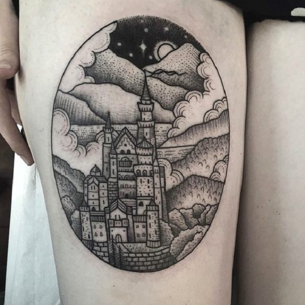 55 Castle Tattoo Art Designs nenuno creative