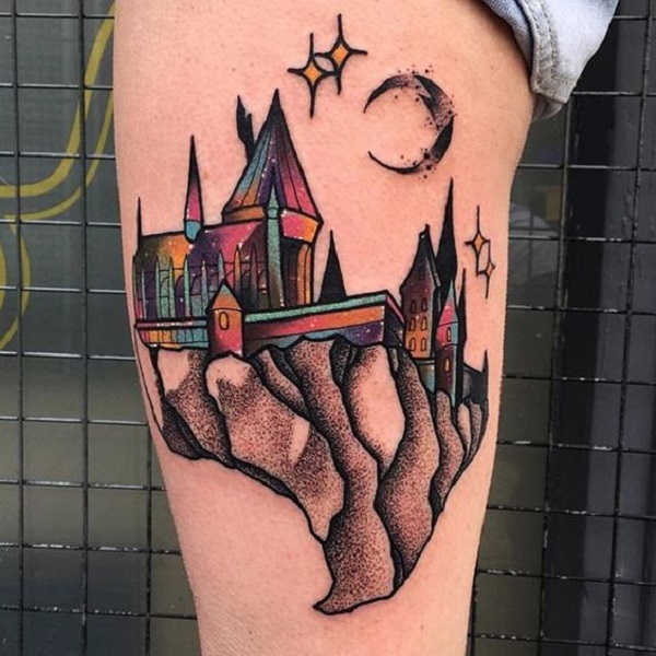 Welcome to Disney Tatts  on Instagram The castle on larojajess by  alvinaldridge disneytattoos disneytattoo   Traditional tattoo  Tattoos Castle tattoo