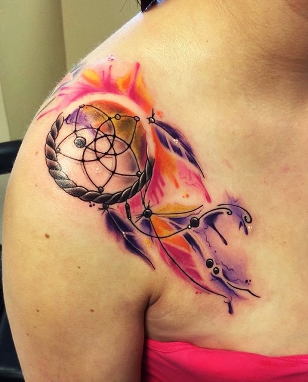 Watercolor Dreamcatcher tattoo women at theYoucom