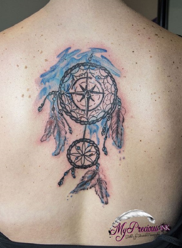 compass dreamcatcher tattoo