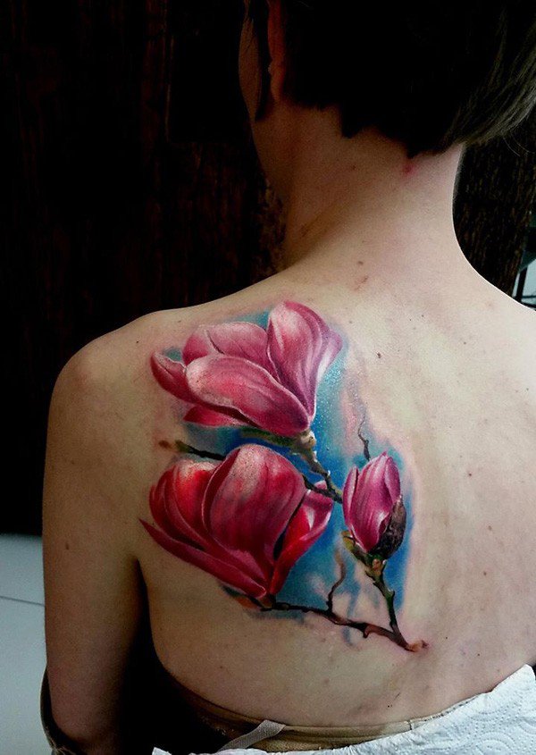 Magnolia Flower Watercolor Temporary Tattoo  TattooIcon