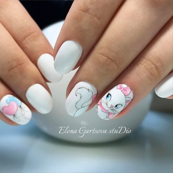 cute white nail art