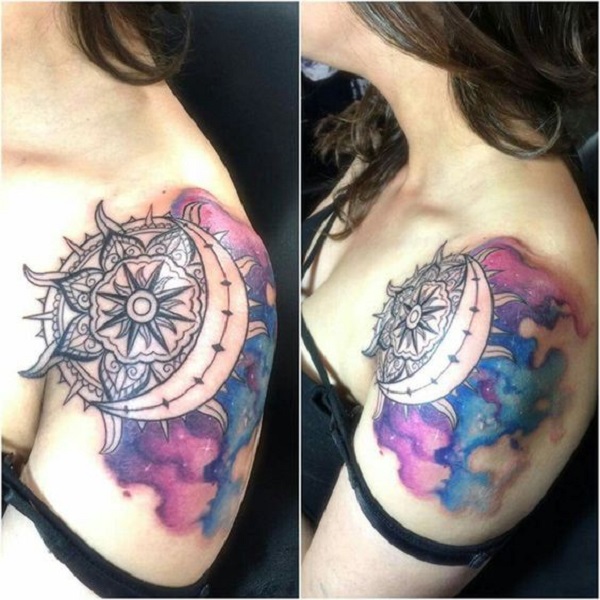 Planet galaxy shoulder tat(2nd part of half sleeve) done by Chris G at  hopeless ink, Vancouver WA. : r/tattoos