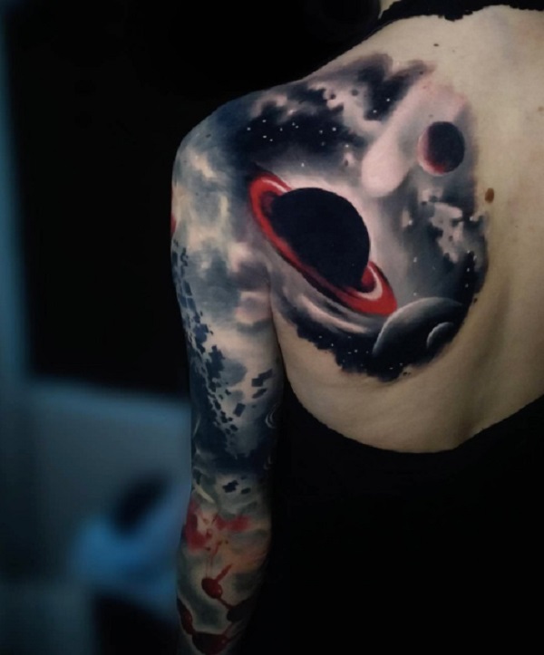 Octopus Ink  Galaxy tattoo on the arm in black and grey  Facebook