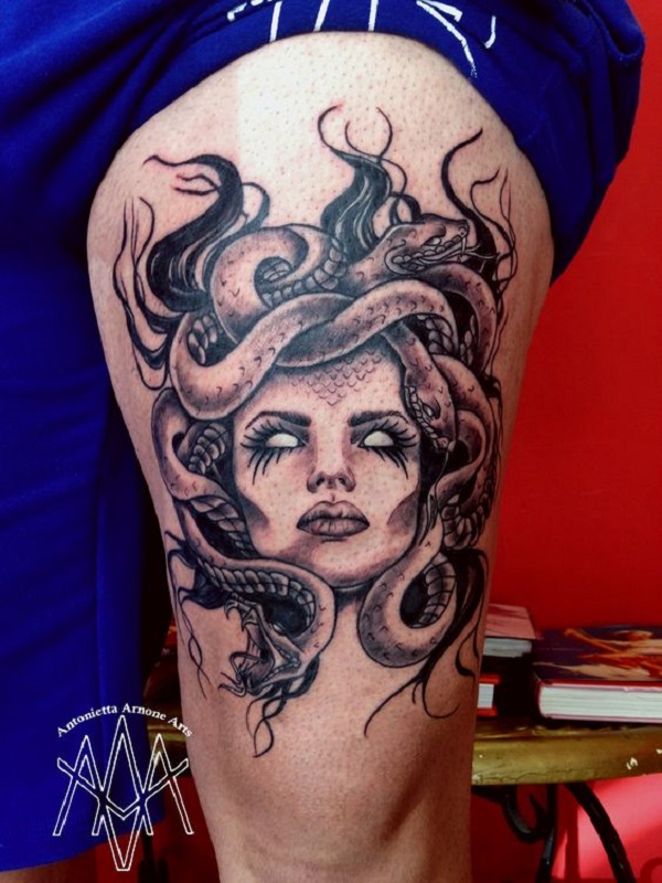 Incredible Medusa tattoo by our talented artist @heather.tattoos ✨🌹  Interested in a design like this? Send Heather an email to chat about a  booking: info@heathertattoos.com 💌 | Modern Ink Fremantle | Modern