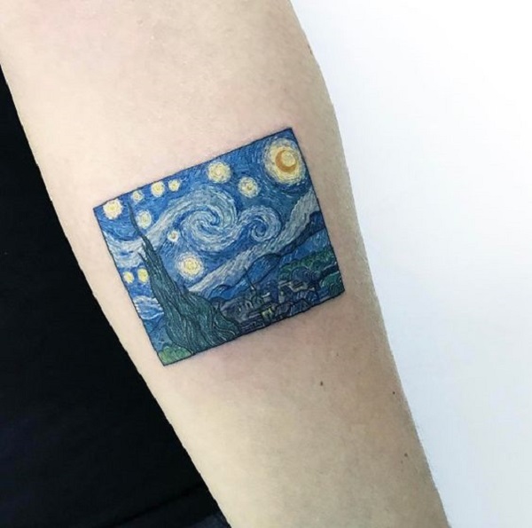 Dotwork Crescent Moon In The Starry Night Sky Tattoo Idea  BlackInk