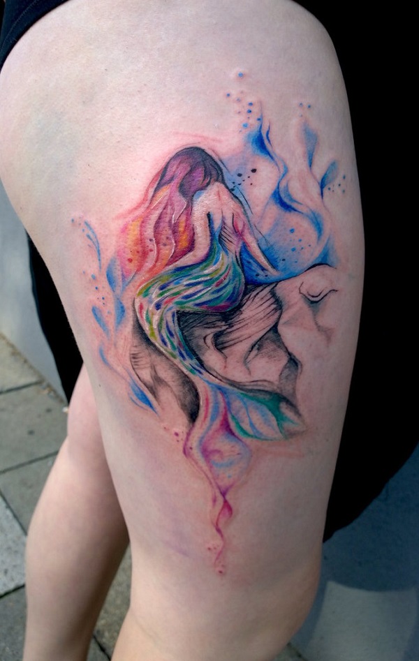 zombie mermaid thigh tattoo by iluv2rock99 on DeviantArt