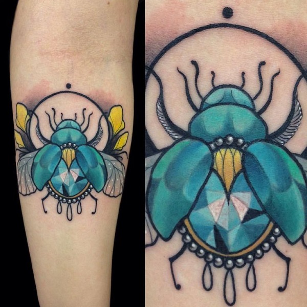 blue beetle scarab tattoo