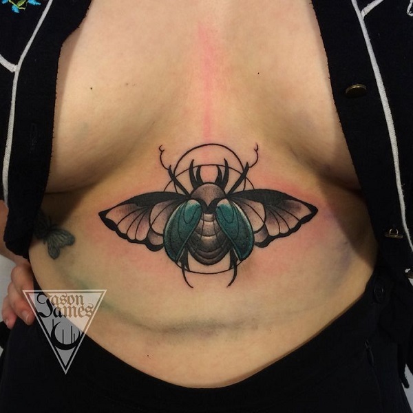 Stag Beetle With Skull  Tattooed Now 