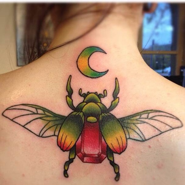 Traditional Bug Tattoo On Man Full Body By Tom Burrey