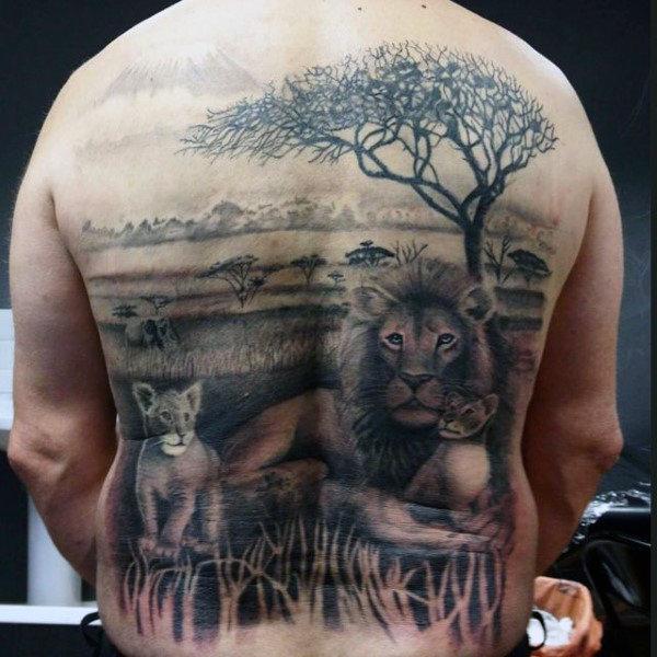 Half Sleeve Lion Family Tattoo