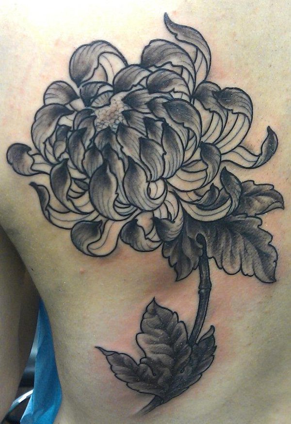 GLOSSY STICKER Tattoo Style Teal and Orange Chrysanthemum  Etsy