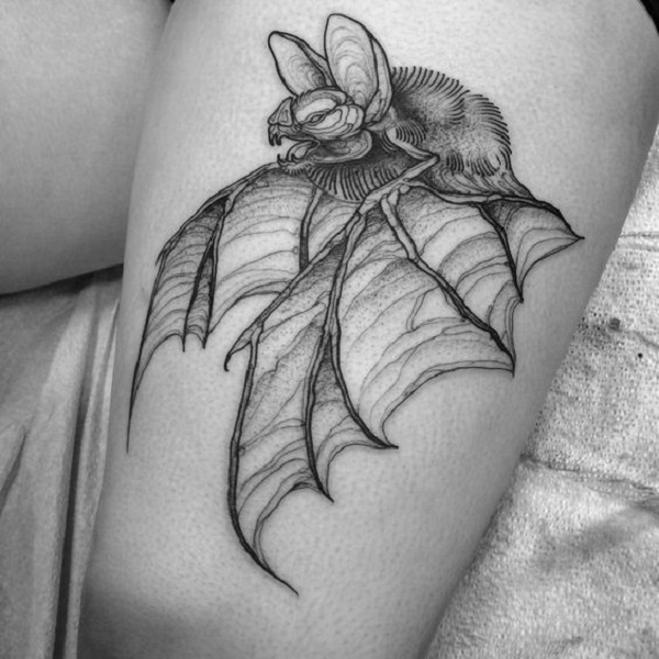 Bat hanging on to a dead rose tattoo  Tattoogridnet