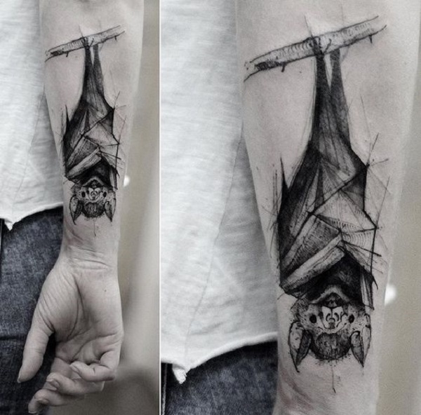 Agency Tattoo  Stipple shaded flash hanging bat from Friday Dan   Facebook