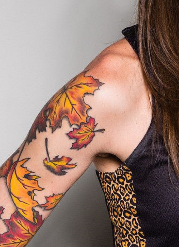 Leaf Tattoo On Arm - Tattoos Designs