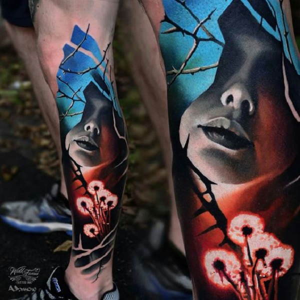 Color Lower Leg Tattoo | Vikram Mehndiratta - TrueArtists