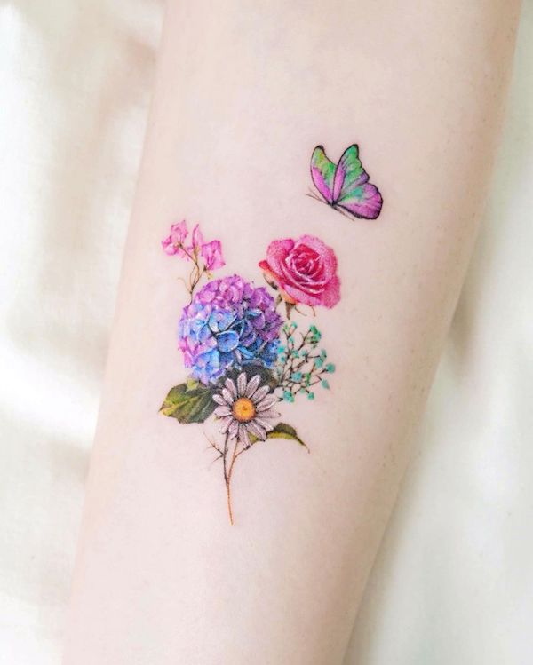 Hydrangea Tattoos: A Beauty of Blooms on Your Skin - nenuno creative