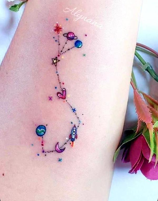 Fine line Sagittarius constellation tattoo on the inner | Sagittarius tattoo  designs, Constellation tattoos, Sagittarius tattoo