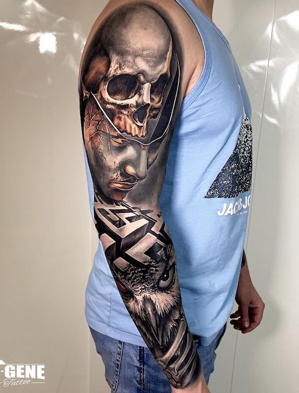 A Beautiful Death Mens Skeleton Sleeve